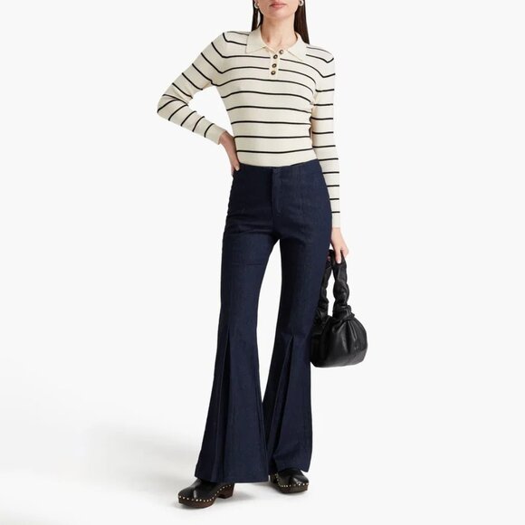 Frame Pixie Pleat Denim Pants Flare Jeans Rinse Size 29 NEW NWT - Picture 1 of 15
